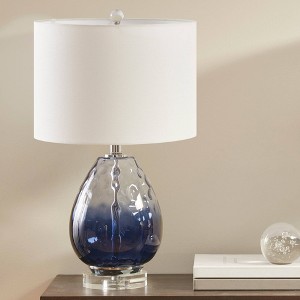 510 Design Borel Glass Table Lamp Dark (Includes LED Light Bulb) Blue : Modern Drum Shade, 1-Way Switch, 24.25" H - 1 of 4