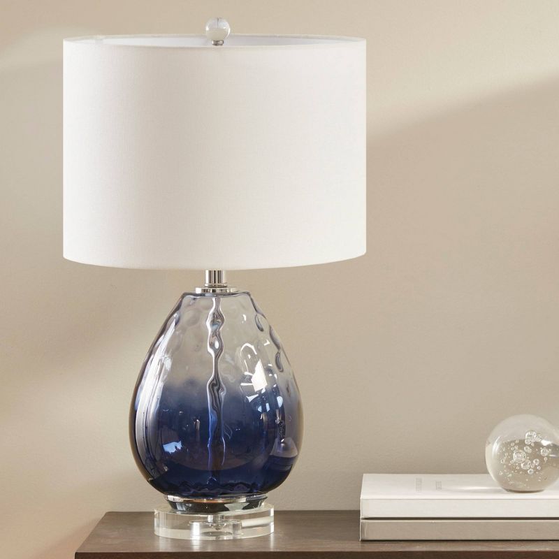Borel Glass Table Lamp Dark (Includes LED Light Bulb) Blue - Urban Habitat, 1 of 6
