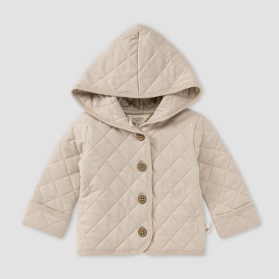 Image of Burt's Bees Baby® Baby Quilted Jacket - Cement Gray 0-3M