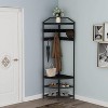 Corner Hall Tree with Shoe Rack, Entryway Coat and Hat Rack with 6 Movable Hooks, Floor Standing Organizer for Bedroom, Office, or Entryway, Black - 4 of 4