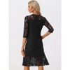 Allegra K Women's Elegant 3/4 Sleeves Ruffles Bodycon Fishtail Lace Midi Dress - 3 of 4