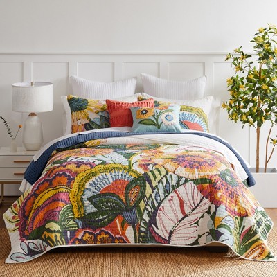 Grandiflora Multicolor Cotton King Reversible Quilt Set