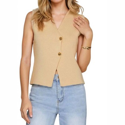 Women's Rosie Large Gold Buttons Knit Vest - SHE + SKY
