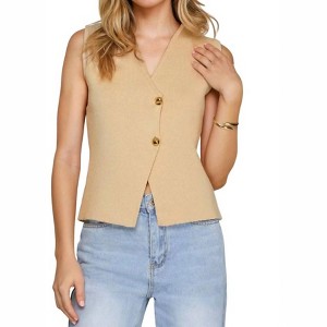 Women's Rosie Large Gold Buttons Knit Vest - SHE + SKY - 1 of 2