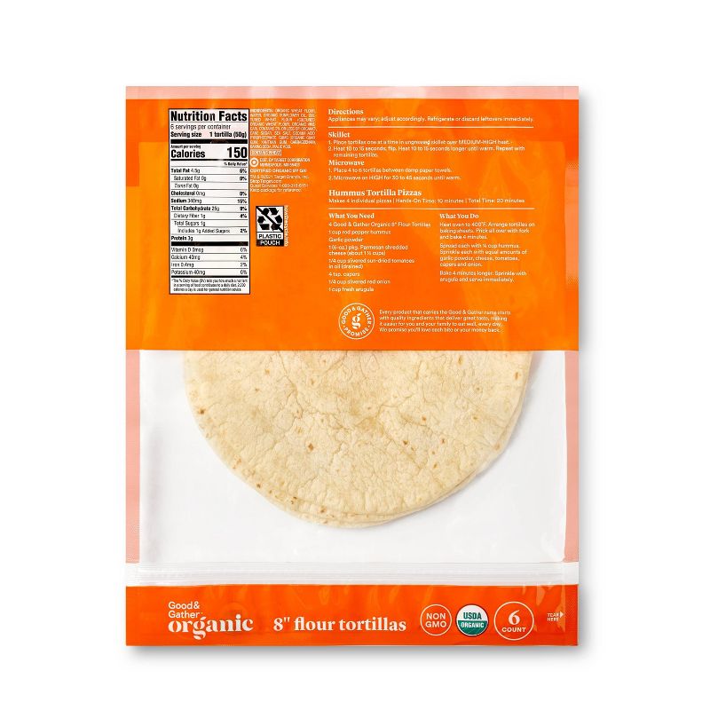 8&#34; Organic Flour Tortilla - 6ct - Good &#38; Gather&#8482;, 3 of 4