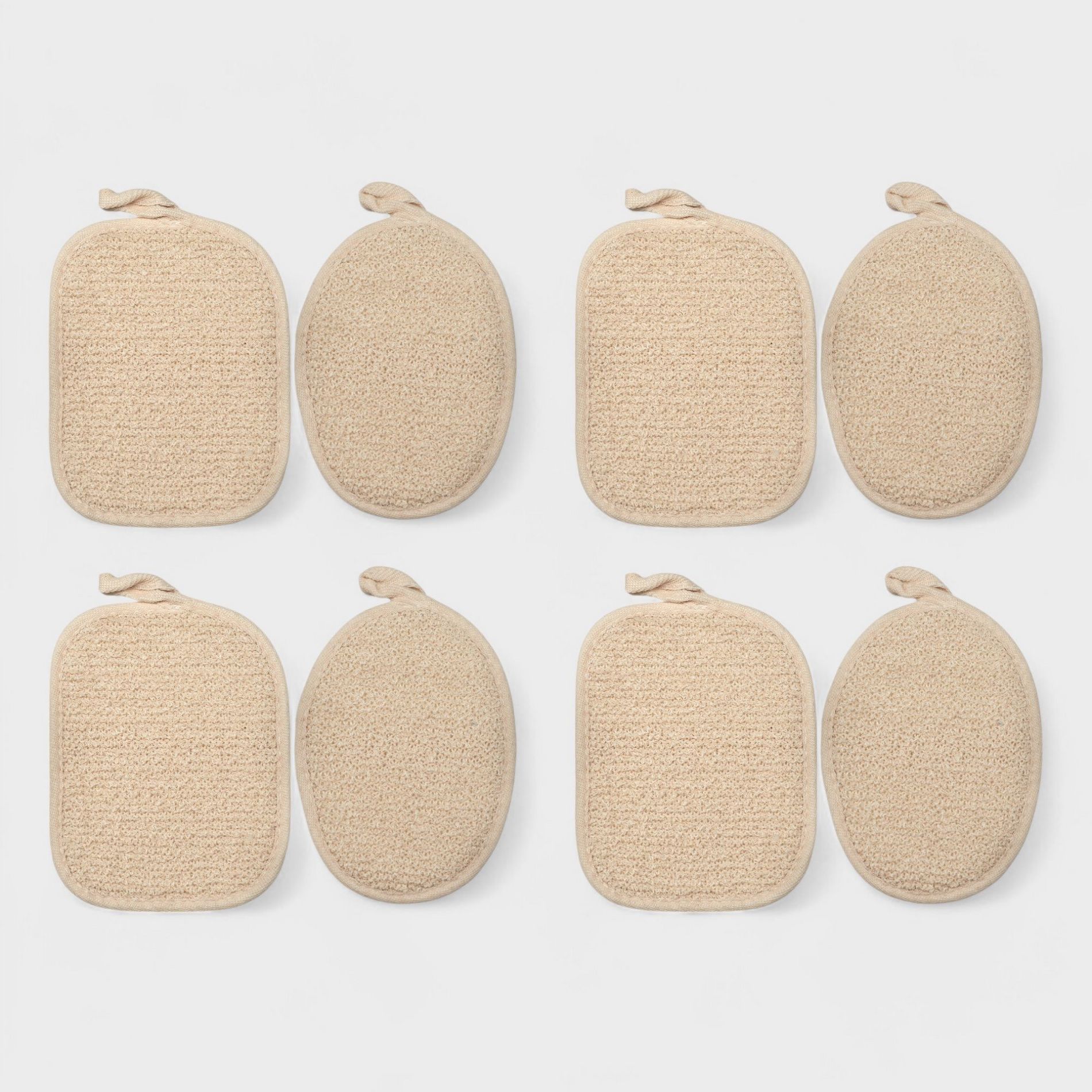 Willow & Ruby 8-Piece Body Scrubber Duo - Exfoliating & Cleansing Loofah, Chamomile