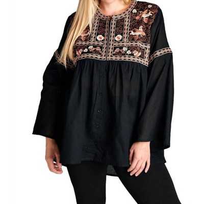 Women's Button Down Embroidered Shirt - Velzera