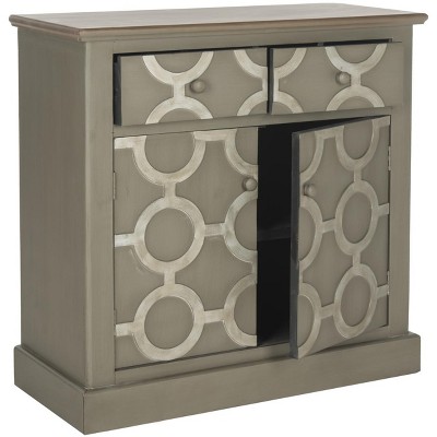 Petula Grey Geometric Fir Wood Accent Cabinet