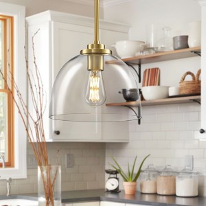 KAISITE 1 - Light Black Kitchen Island Pendant with Dome Glass Shade - 1 of 4