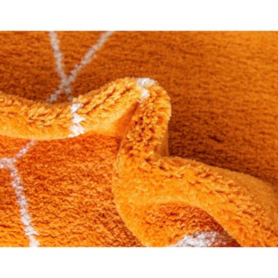 Trellis Frieze 8' Round Orange Synthetic Area Rug