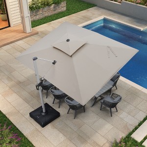 PURPLE LEAF 9' X 12' Patio Umbrella Outdoor Rectangle Umbrella Silvery Cantilever Outdoor Umbrella for Garden Deck Pool Patio - 1 of 4