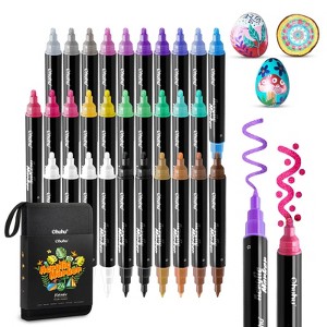 Ohuhu Metallic Acrylic Paint Markers 24 Metallic Colors 30 Pens: Dual Tips (Round & Fine) Acrylic Markers High Opacity Paint Pens - Kakaako - 1 of 4