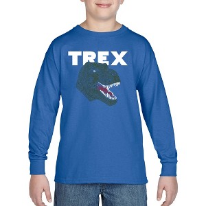 LA Pop Art Boy's Word Art Long Sleeve - T-Rex Head - 1 of 4