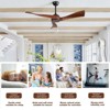 Wanze of Ocean 52 in. Smart Black Indoor Solid Wood Brown Blade Downrod Mount Ceiling Fan with 3-Size Downrods and Remote - 4 of 4