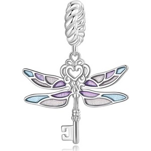 Sterling Silver Dragonfly Charm with Safety Chain - Love Buckle Travel Bead for Bracelets & Necklaces - 1 of 4
