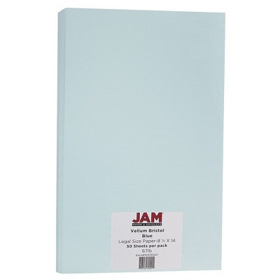 JAM Paper Legal Vellum Bristol 67lb Colored Cardstock 8.5 x 14 Coverstock Blue 16928441