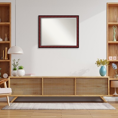 Cherry Wood Beveled Rectangular Wall Mirror