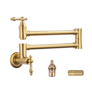WOWOW Wall Mounted Pot Filler Faucet with Double Joint Swing Arms in Brushed Nickel - 1 of 4