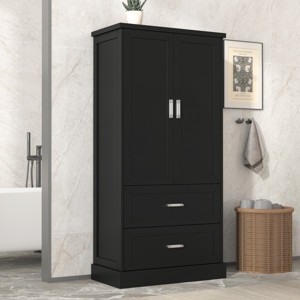 Tall Bathroom Storage Cabinet, Bathroom Cabinets With 2 Doors And 2 Drawers And Adjustable Shelf-Cuddlewood - 1 of 4