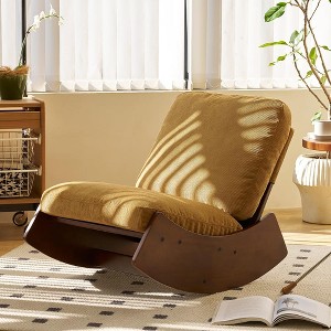 Comfortable Glider Rocking Chair Upholstery Glider Chair Solid Wood Frame Multiple Settings Accent Reading Chair - 1 of 4