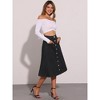 INSPIRE CHIC Womens' Stretchy High Waist Buttons Front Flowy Midi A-Line Skirts with Pocket - 2 of 4