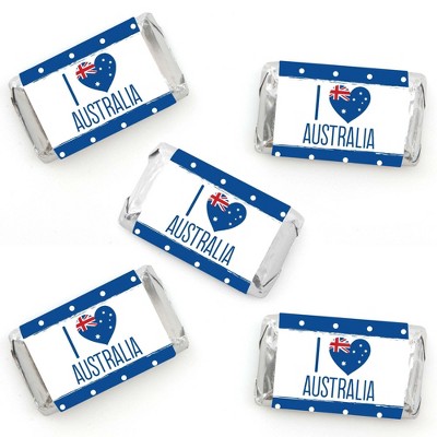 Big Dot of Happiness Australia Day - Mini Candy Bar Wrapper Stickers - G’Day Mate Aussie Party Small Favors - 40 Count