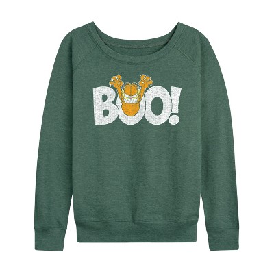 Women's - Garfield - Boo Lightweight French Terry Wide Neck Long Sleeve Shirt