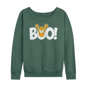 Women's - Garfield - Boo Lightweight French Terry Wide Neck Long Sleeve Shirt - 1 of 4