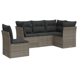 vidaXL Garden Sofa Set Grey PE Rattan, Powder-Coated Steel 5-Piece - 1 of 4