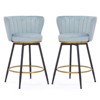 TOAOTBNBO 360° Swivel Counter Height Bar Chairs, Upholstered Round Barstools Set of 2, Mid-century Bar Stools with Backs and Metal Legs - 2 of 4