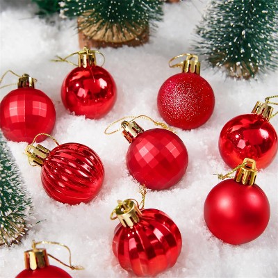 Joyfy Christmas Ornaments, Christmas Tree Decorations Indoor, 24 Pcs Red 1.6" Shatterproof Hanging Balls for Tree & Wreath Xmas Decor