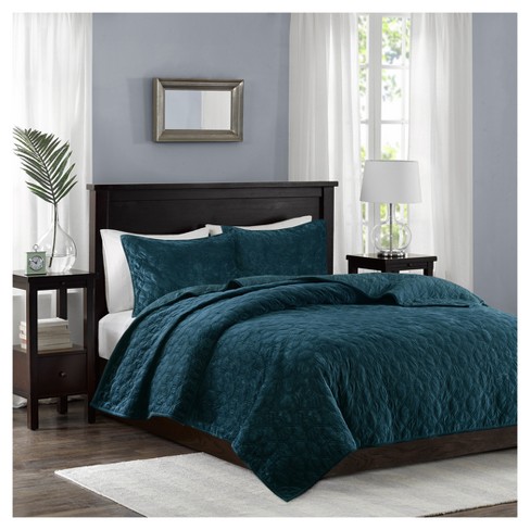 Teal Mercer Velvet Coverlet Set King/California King 3pc ...