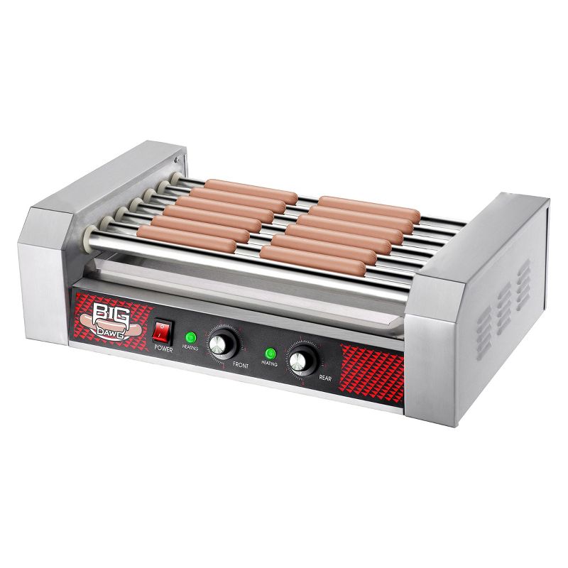 Great Northern Popcorn 7 Roller Hot Dog Machine Electric Countertop Cooker with Drip Tray & Dual Zones, 1 of 8