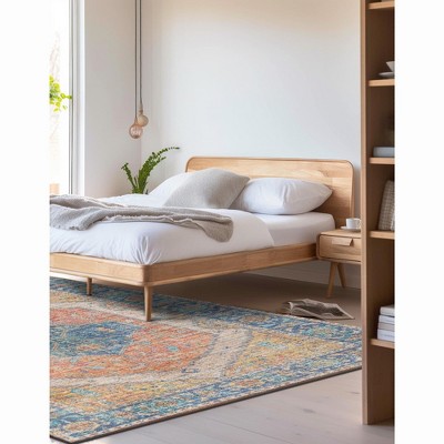 Handwoven Light Blue Chenille Synthetic 5x8 Rectangular Rug