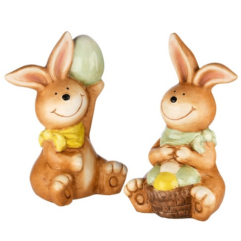 Pair Hand Painted Wooden Eggs Wood Easter Decoration