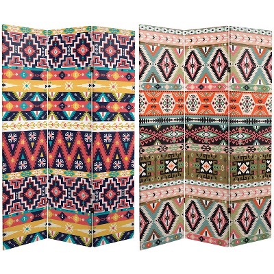 6" Double Sided Ikat Canvas Room Divider - Oriental Furniture