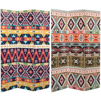 6" Double Sided Ikat Canvas Room Divider - Oriental Furniture