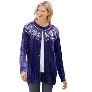 Woman Within Fair Isle Cardigan - 1 of 4