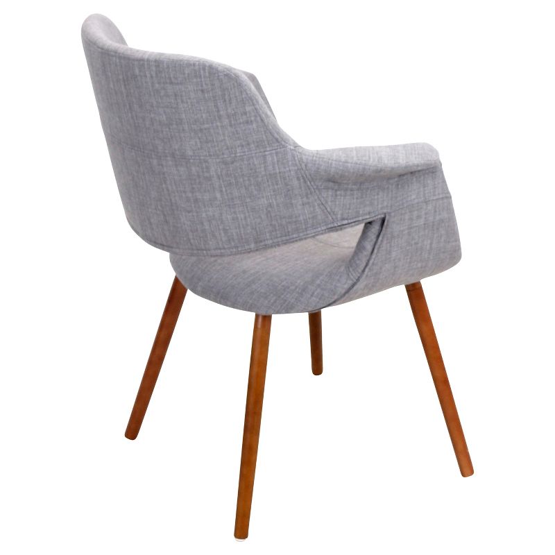 Vintage Flair Mid Century Modern Walnut Wood Legged Dining Chair Polyester/Light Gray - LumiSource, 5 of 11