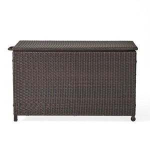 GDFStudio Belvieu Outdoor Wicker and Aluminum Storage Unit, Multibrown - 1 of 4