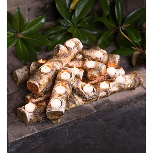 Large Log Fireplace Candle Holder Birch Plow Hearth Target