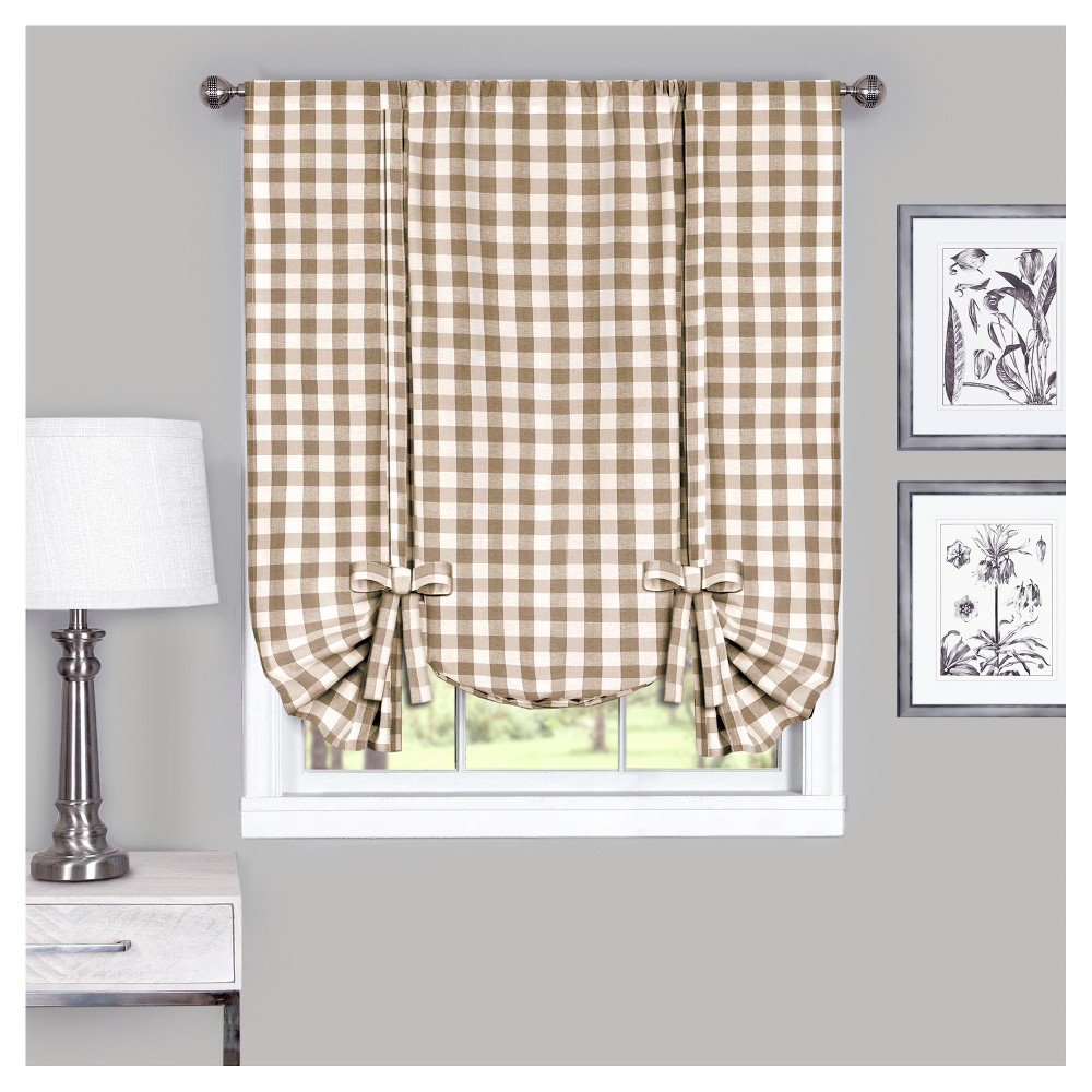 Buffalo Check Window Curtain Tie Up Shade, 42x63