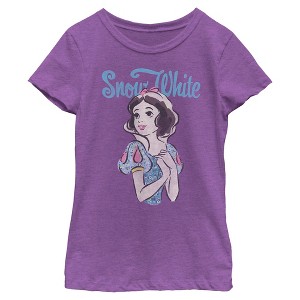 Girls Snow White and the Seven Dwarfs Watercolor Floral Dress T Shirt - 1 of 4