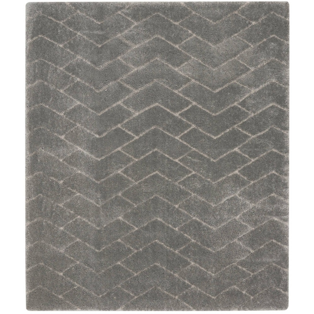 Photos - Area Rug Nourison 7'10"x9'10" Dreamy Shag Chevron Machine Woven Indoor  Gra 