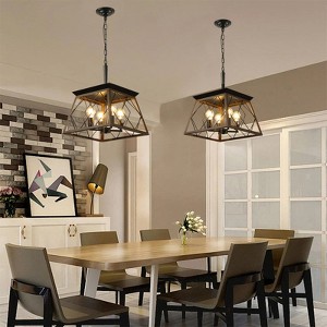 Vynxaria 16" Walnut Industrial 4-Light Pendant Chandelier - 1 of 4