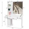 Karl Home Black Red Wall Mount Barber Station 2 Drawers 1 Storage Cabinet 3 Open Shelves with Mirror - 2 of 4