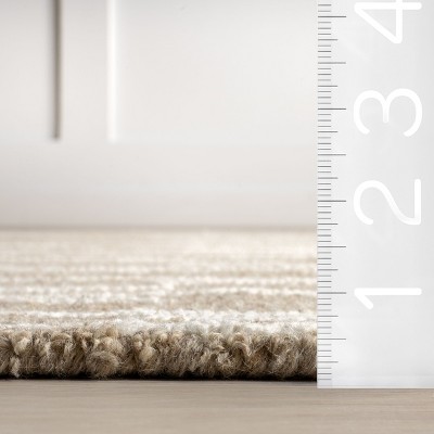Tavianna Beige and White Wool Striped 5' x 8' Area Rug
