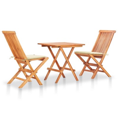 vidaXL Bistro Set Teak Solid teak wood Medium Foldable Bistro Set