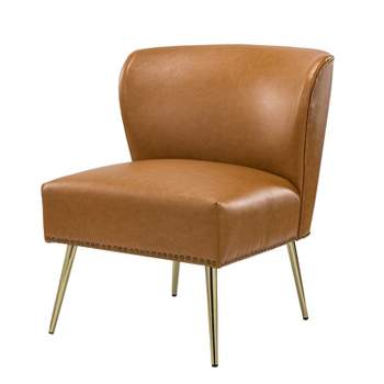 Lucrezia Contemporary Side Chair with Nailhead Trim | Karat Home-CAMEL