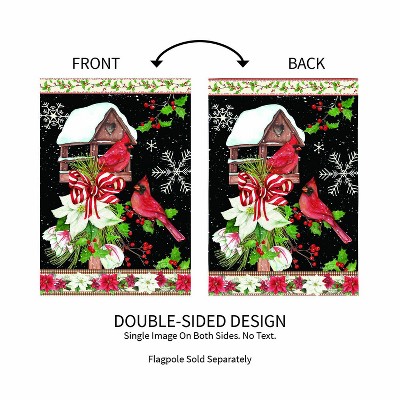 Joyful Cardinal Winter Scene Suede Garden Flag 12 x 18 Inches